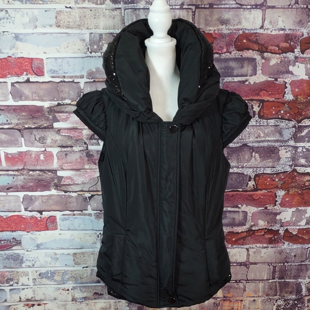 Simon Chang Puffer Vest w/ Sequin Embellishments